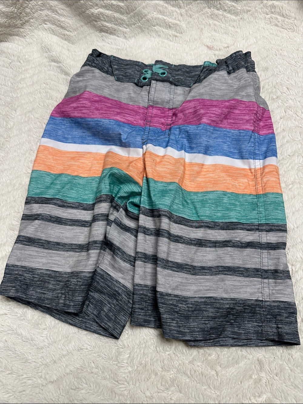 art class Pink, Teal and Gray Gradient Swim Shorts, Boys 10